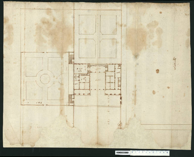 Pianta della villa Guastavillani a Barbiano (disegno) di Martinelli, Domenico ((?)) (sec. XVII)