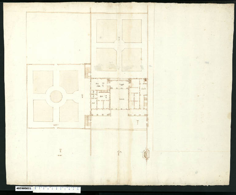 Pianta della villa Guastavillani a Barbiano (disegno) di Martinelli, Domenico (sec. XVII)