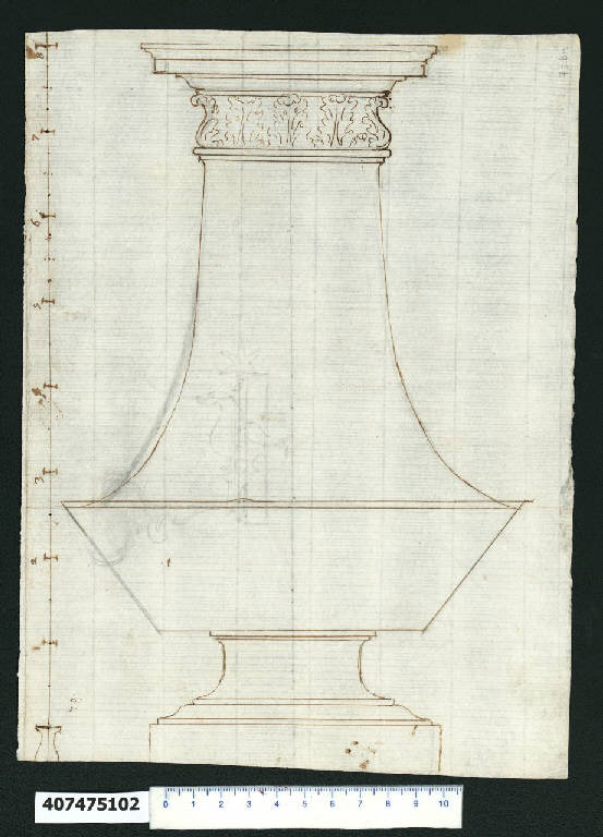 Prospetto di un balaustro (disegno) - ambito italiano (seconda metà sec. XVI)