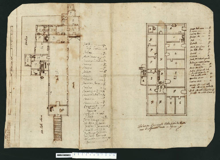 Piante del palazzo episcopale di Rieti (disegno) - ambito italiano (prima metà sec. XVII)