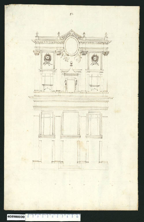 Prospetto della chiesa di S. Carlo alle Quattro Fontane a Roma (disegno) - ambito centro-italiano (prima metà sec. XVIII)