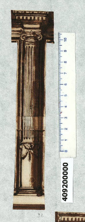 Colonna ionica (disegno) - ambito centro-italiano (sec. XVI)