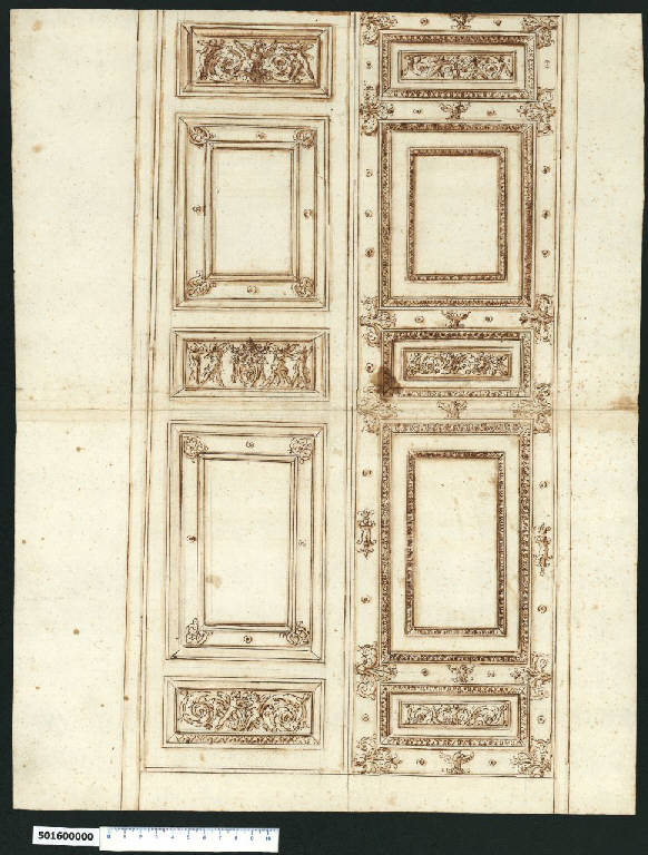 Decorazione di porta con stemma di Paolo V (disegno) di Montano, Giovanni Battista ((?)) (sec. XVII)