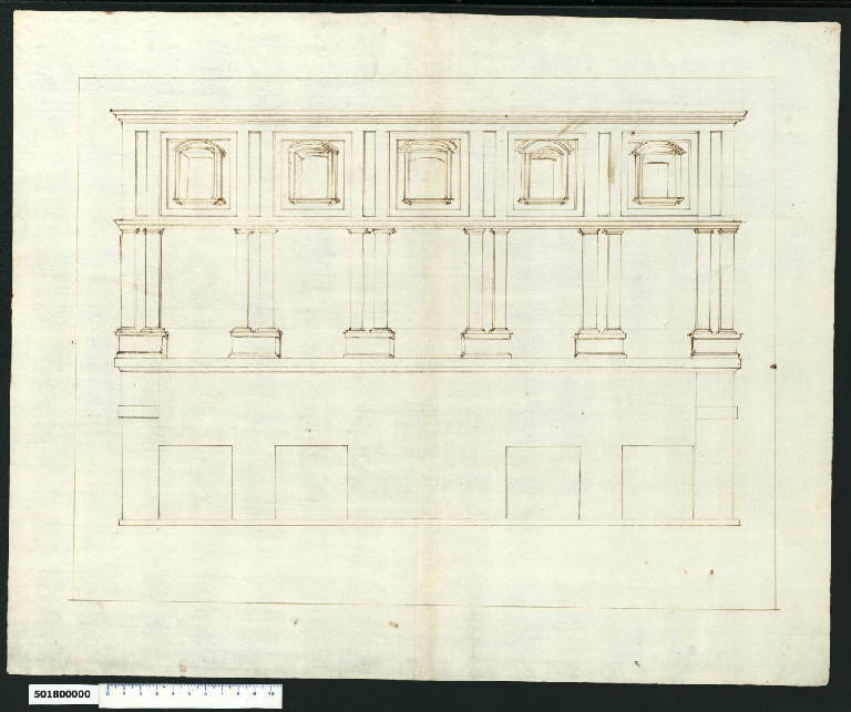 Veduta prospettica di palazzo Stati Maccarani a Roma (disegno) - ambito romano (secc. XVI/ XVII)