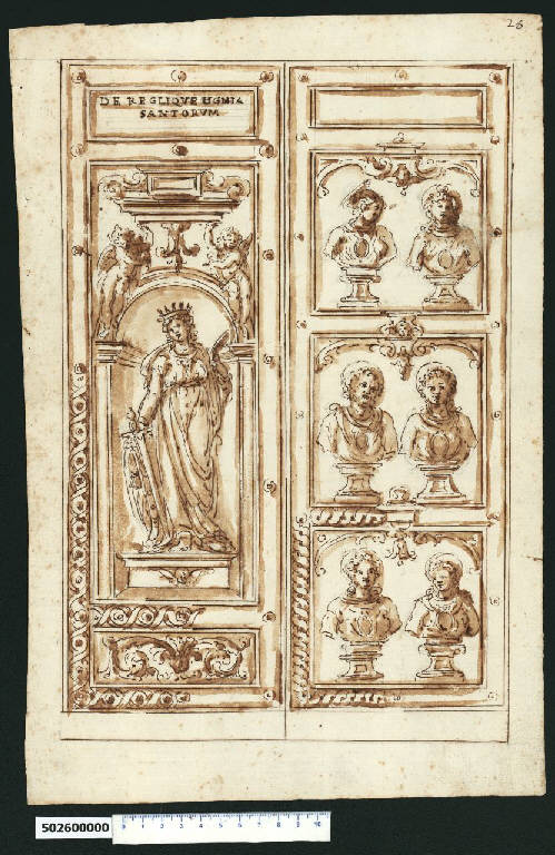 Prospetto di armadio per reliquie (disegno) di Montano, Giovanni Battista (secc. XVI/ XVII)