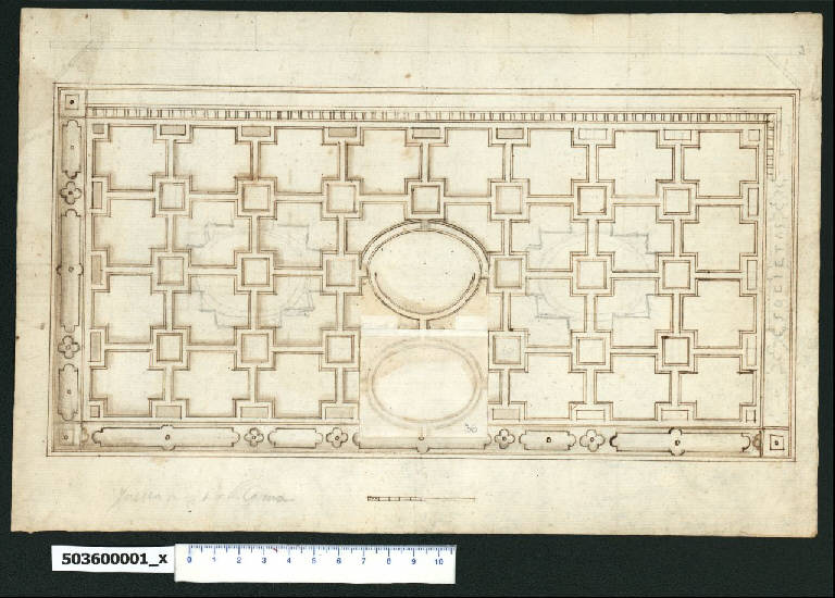 Decorazione per carrozza (disegno) - ambito romano (metà sec. XVII)