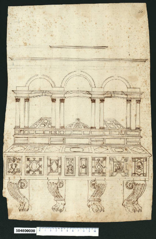 Prospettiva di stipo (disegno) di Montano, Giovanni Battista (attribuito) (secc. XVI/ XVII)