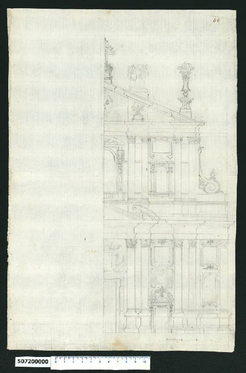Prospetto parziale della chiesa di S. Andrea della Valle a Roma (disegno) di Borromini, Francesco (sec. XVII)