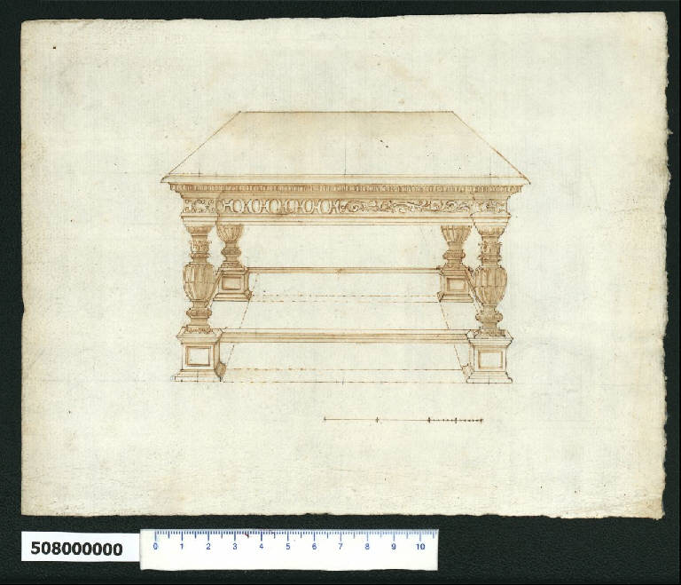 Prospettiva di tavolo (disegno) di Montano, Giovanni Battista ((?)) (secc. XVI/ XVII)