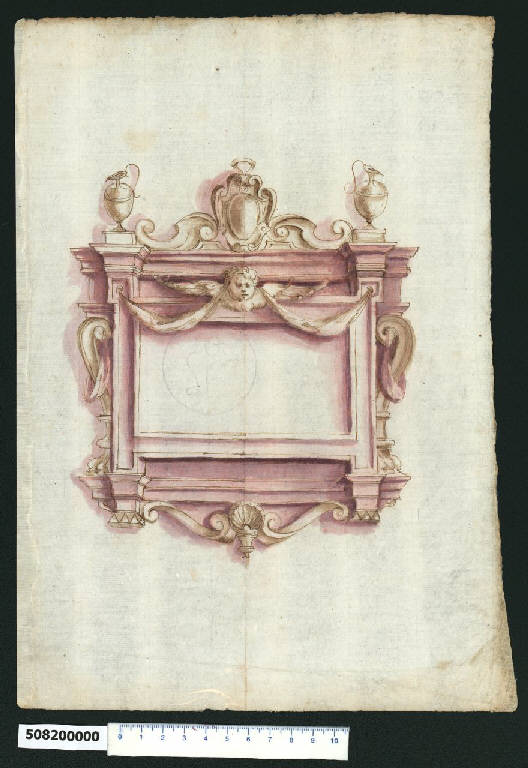 Cornice con ornati (disegno) di Montano, Giovanni Battista ((?)) (secc. XVI/ XVII)
