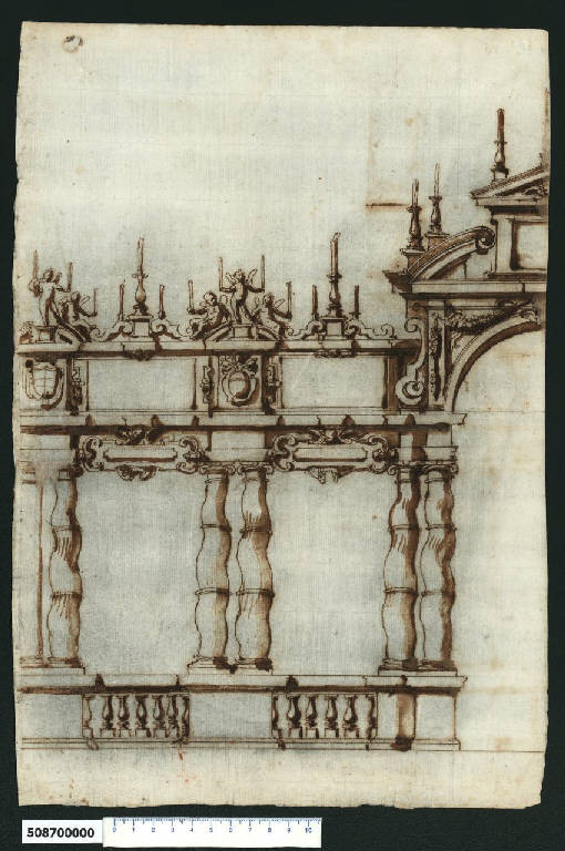 Prospetto di loggia (disegno) di Montano, Giovanni Battista (attribuito) (secc. XVI/ XVII)