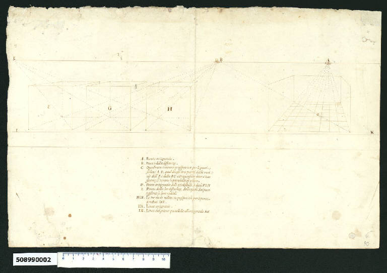 Prospettiva di parallelepipedi (disegno) - ambito centro-italiano (seconda metà sec. XVII)