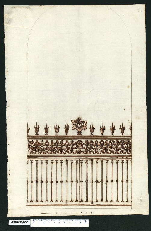 Prospetto di cancello per una cappella Cybo (disegno) - ambito romano (seconda metà sec. XVII)
