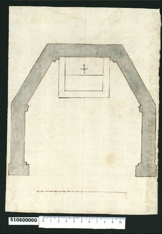 Pianta di cappella (disegno) - ambito centro-italiano (seconda metà sec. XVII)
