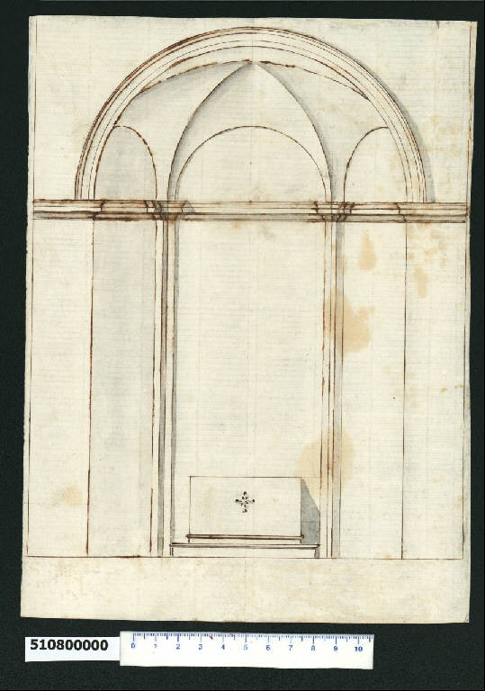 Prospetto di cappella (disegno) - ambito centro-italiano (metà sec. XVII)