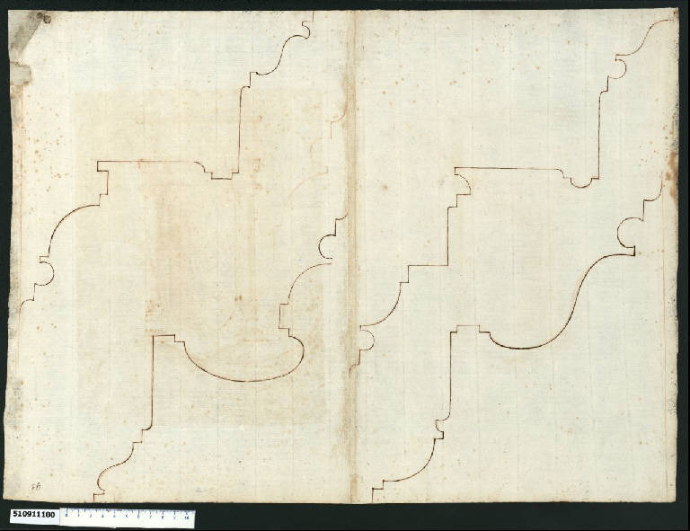 Sagome di cornici modanate (disegno) di Montano, Giovanni Battista (attribuito) (secc. XVI/ XVII)