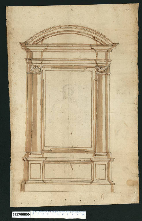 Prospetto di edicola per immagine (disegno) - ambito centro-italiano (secc. XVI/ XVII)