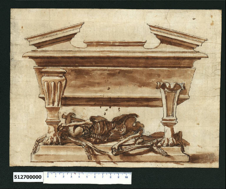 Prospettiva di urna sepolcrale (disegno) di Montano, Giovanni Battista ((?)) (secc. XVI/ XVII)