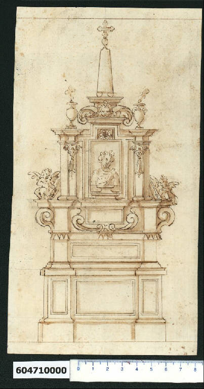 Prospetto di cenotafio (disegno) di Montano, Giovanni Battista (secc. XVI/ XVII)