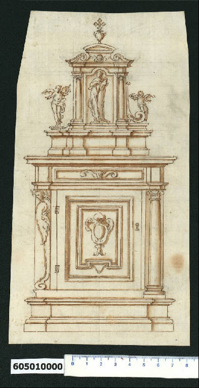 Prospetto di stipo (disegno) di Montano, Giovanni Battista (bottega) (secc. XVI/ XVII)