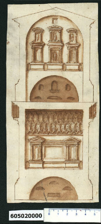 Sezione di tomba romana sulla via Appia (disegno) di Montano, Giovanni Battista (secc. XVI/ XVII)