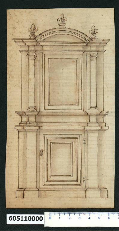 Prospetto di stipo (disegno) di Montano, Giovanni Battista (bottega) (secc. XVI/ XVII)