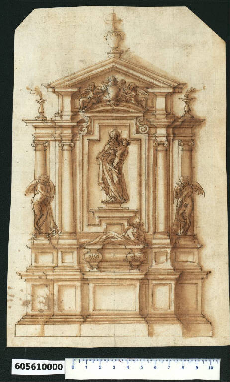 Prospetto di monumento funebre a parete (disegno) di Montano, Giovanni Battista (secc. XVI/ XVII)