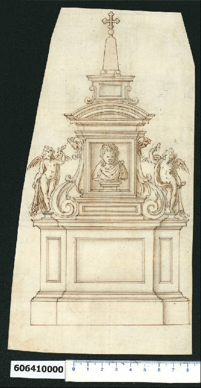 Prospetto di cenotafio (disegno) di Montano, Giovanni Battista (bottega) (secc. XVI/ XVII)