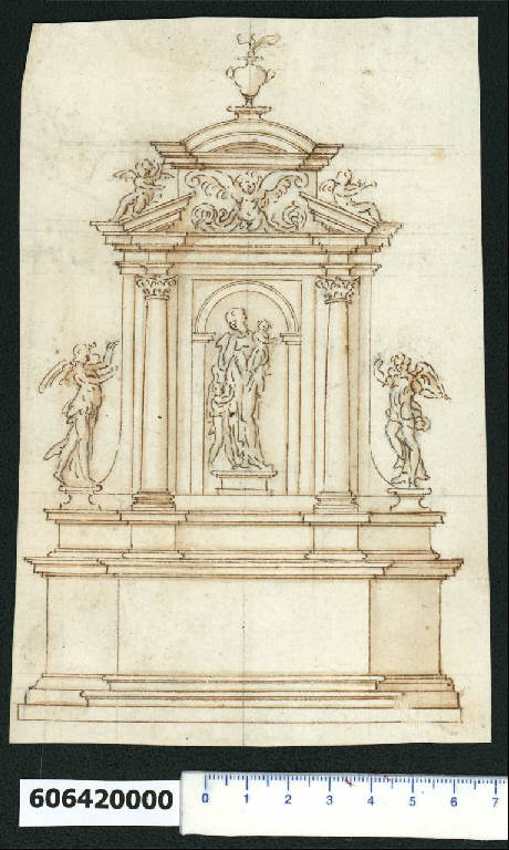 Prospetto di altare (disegno) di Montano, Giovanni Battista (e aiuti) (secc. XVI/ XVII)