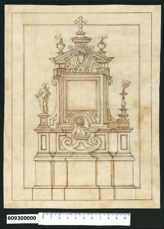 Prospetto di cenotafio (disegno) di Montano, Giovanni Battista (secc. XVI/ XVII)