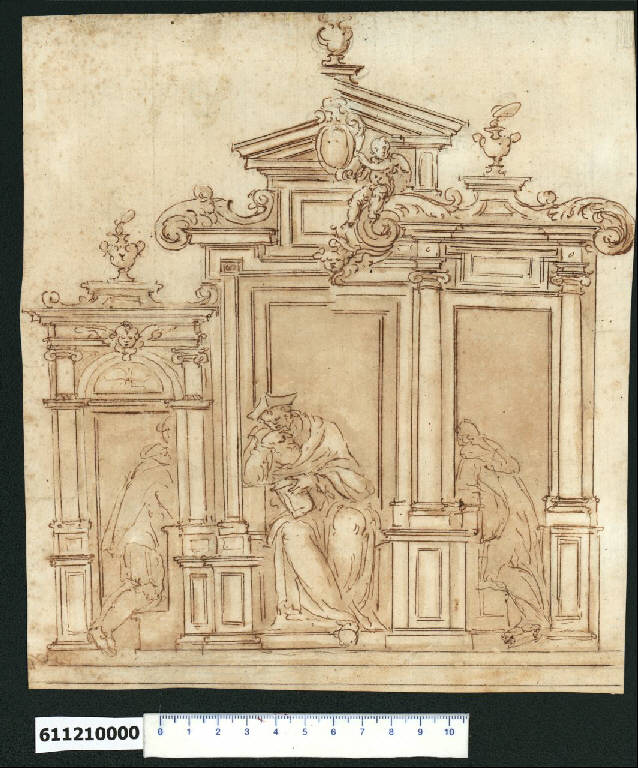 Prospetto di confessionale (disegno) di Montano, Giovanni Battista (attribuito) (secc. XVI/ XVII)