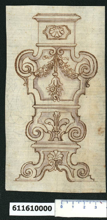 Prospetto di sgabellone (disegno) di Montano, Giovanni Battista (bottega) (secc. XVI/ XVII)