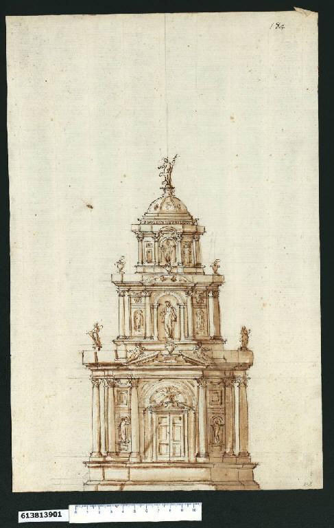 Prospetto di tabernacolo (disegno) di Montano, Giovanni Battista (attribuito) (secc. XVI/ XVII)