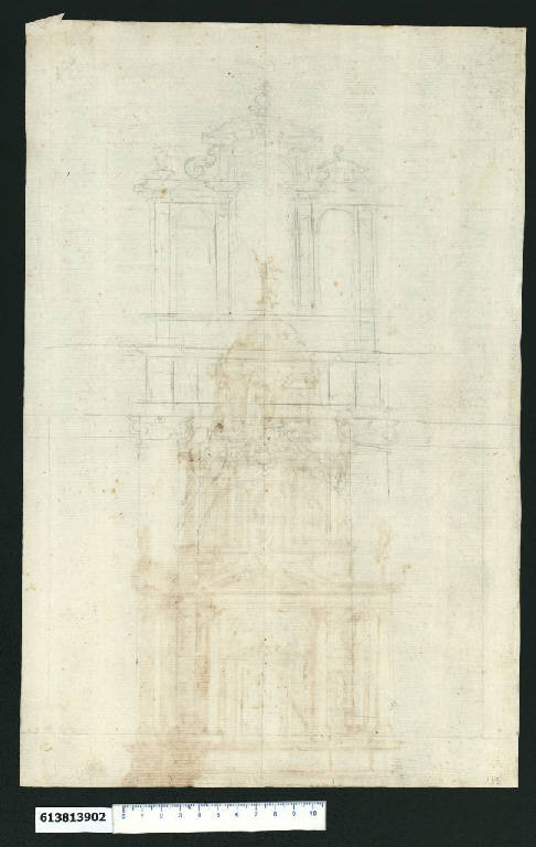 Prospetto parete interna edificio religioso (disegno) di Montano, Giovanni Battista (bottega) (secc. XVI/ XVII)