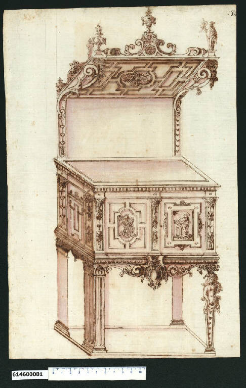 Assonometria di mobile (disegno) di Montano, Giovanni Battista (attribuito) (secc. XVI/ XVII)