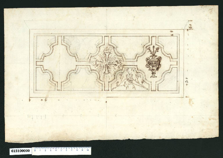 Prospetto di paliotto (?) (disegno) di Montano, Giovanni Battista (cerchia) (secc. XVI/ XVII)