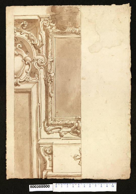 Decorazione per un altare con porta laterale (disegno) di Orlandi, Stefano (prima metà sec. XVIII)