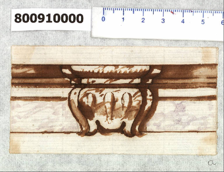 Mensola di cornice (disegno) - ambito romano (seconda metà sec. XVII)