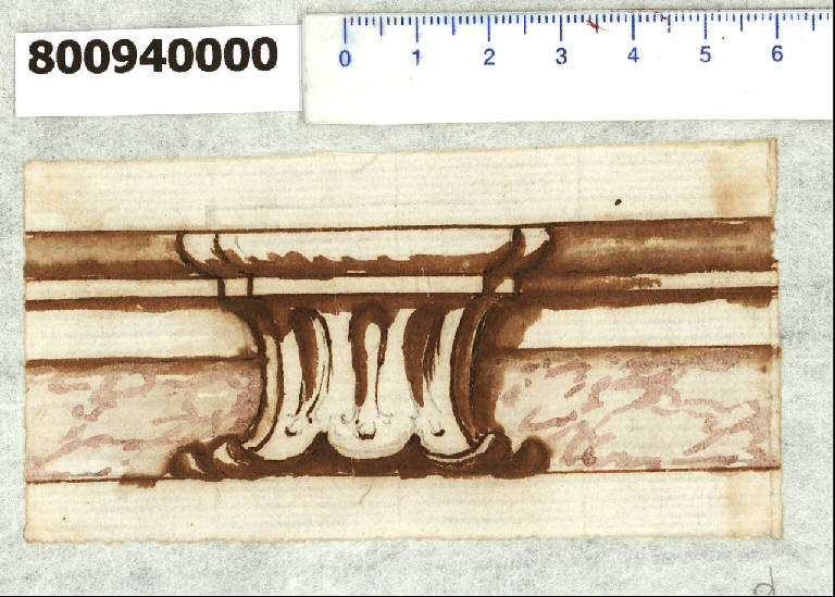 Mensola di cornice (disegno) - ambito romano (seconda metà sec. XVII)
