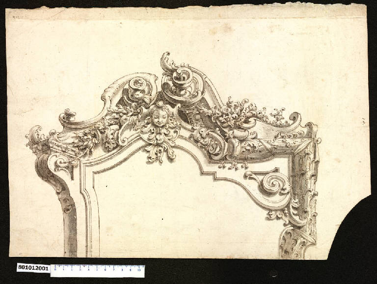 Decorazione per la sommità di un riquadro (disegno) di Orlandi, Stefano (prima metà sec. XVIII)