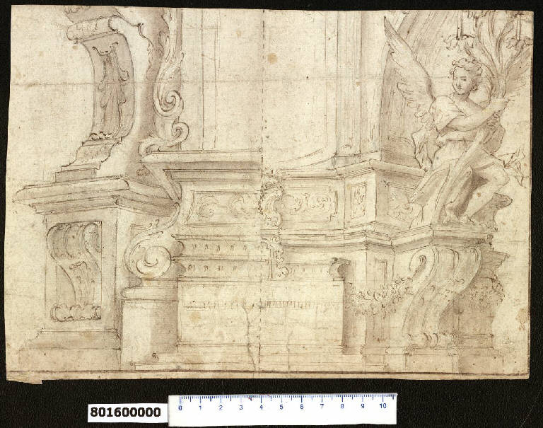 Veduta prospettica di altare (disegno) - ambito centro italiano (primo quarto sec. XVIII)