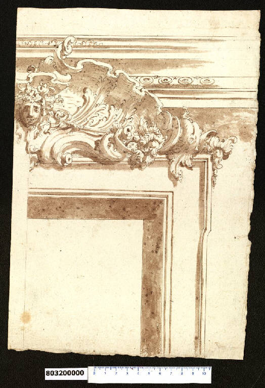 Decorazione per la cimasa di una porta (disegno) di Orlandi, Stefano (prima metà sec. XVIII)