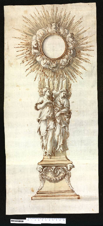 Ostensorio raggiato (disegno) di Martinelli, Domenico (secc. XVII/ XVIII)