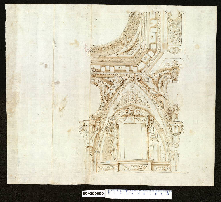 Decorazione del soffitto della navata di San Bartolomeo a Bologna (disegno) di Marracci, Ippolito ((?)) (ultimo quarto sec. XVII)