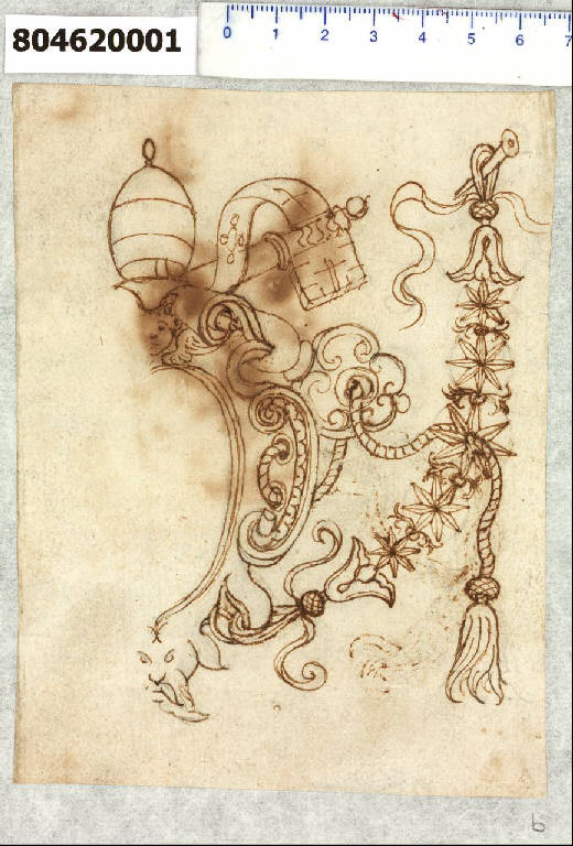 Cartella per arme papale di Alessandro VII (?) (disegno) - ambito romano (terzo quarto sec. XVII)