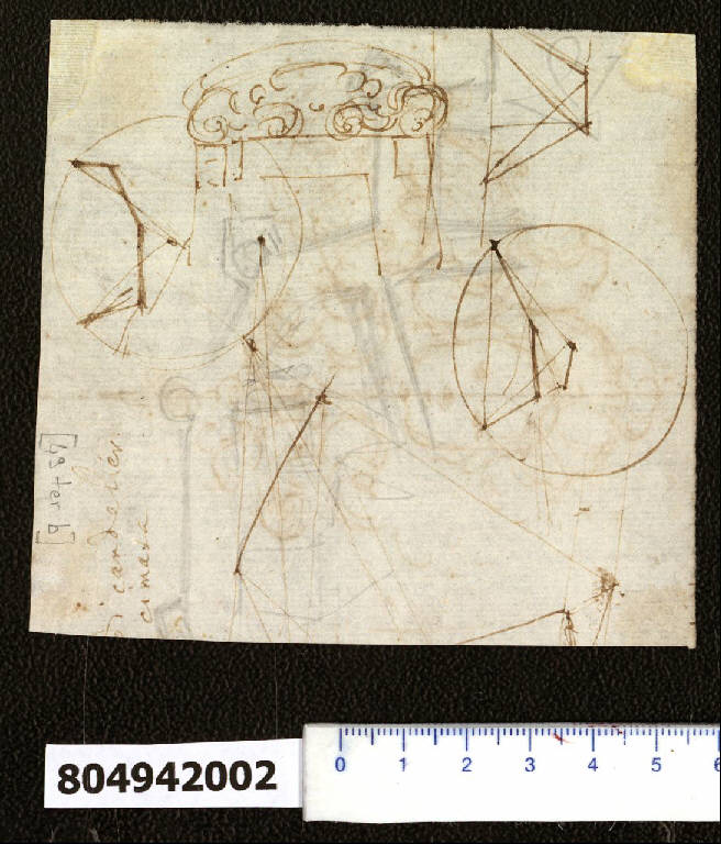Cimasa e costruzioni geometriche (schizzo) di Martinelli, Domenico (ultimo quarto sec. XVII)
