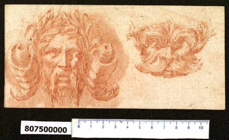 Due mascheroni (disegno) - ambito italiano (secc. XVII/ XVIII)