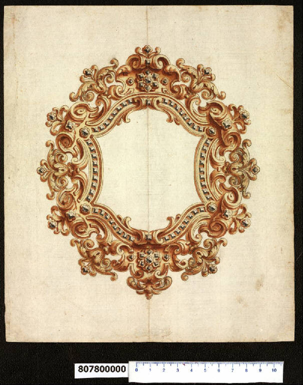 Cornice di oreficeria con motivi decorativi (disegno) di Giannoni, Ambrogio (bottega) (sec. XVII)