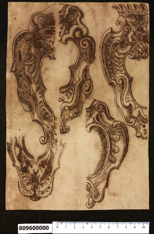 Cartelle per arme ecclesiastiche e gentilizie (disegno) di Montano, Giovanni Battista (secc. XVI/ XVII)
