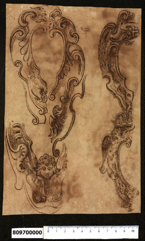 Cartelle per arme ecclesiastiche e gentilizie (disegno) di Montano, Giovanni Battista (secc. XVI/ XVII)